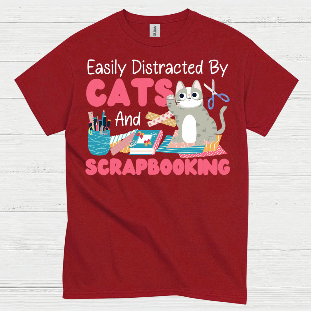 Easily Distracted By Cats And Scrapbooking T Shirt