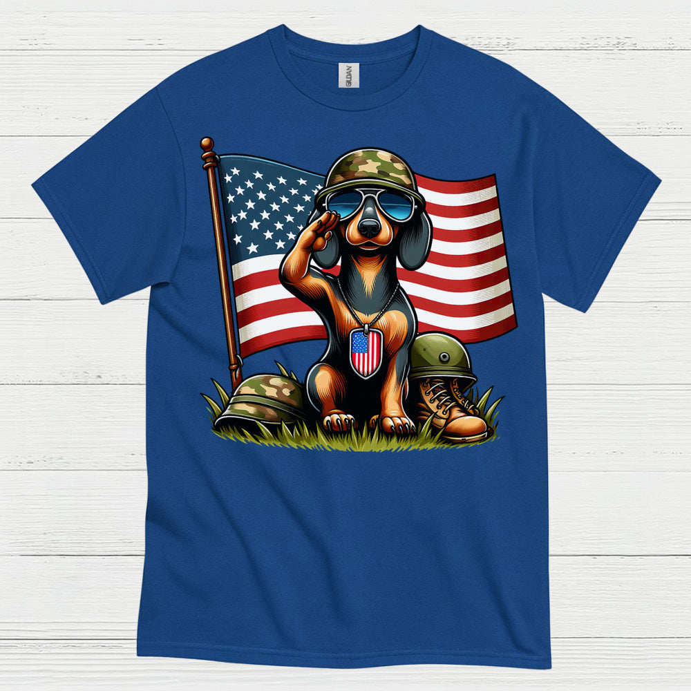 Patriotic Military Soldier Dachshund T Shirt