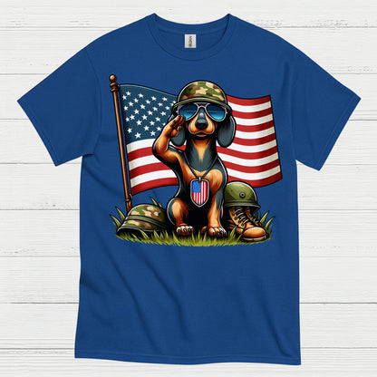Patriotic Military Soldier Dachshund T Shirt
