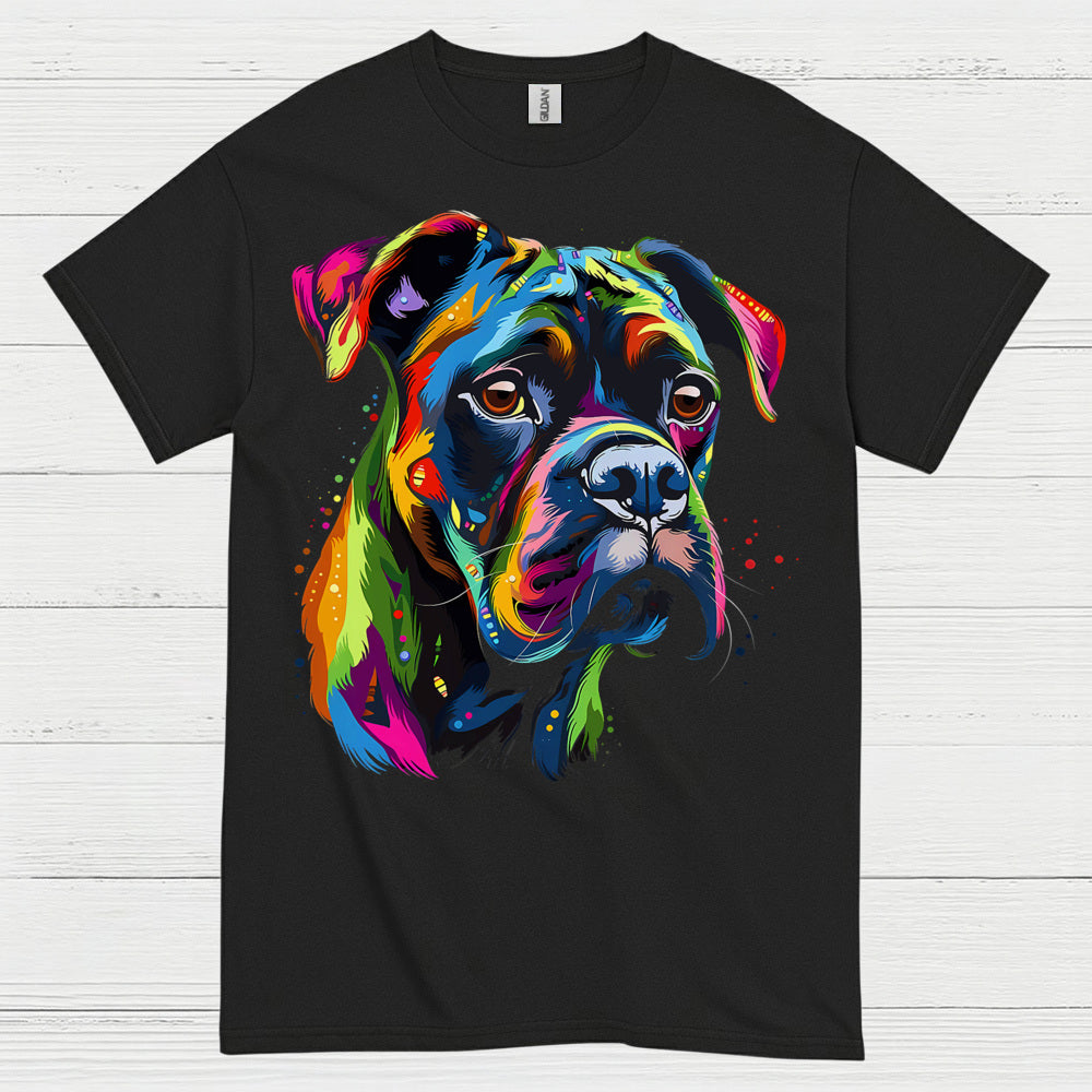 Colorful Boxer Dog Art T Shirt