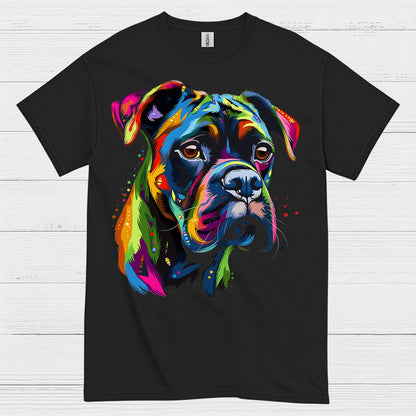Colorful Boxer Dog Art T Shirt