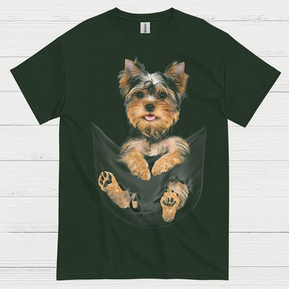 Cute Pocket Yorkie Puppy Dog Lover T Shirt
