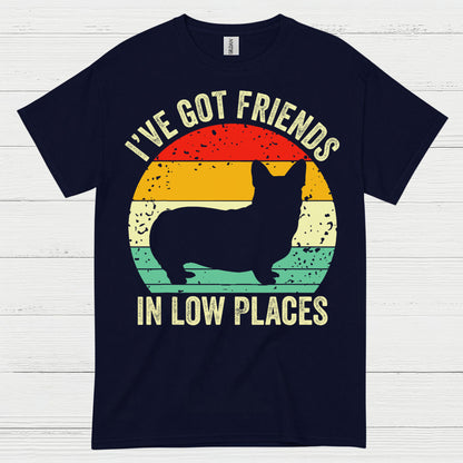 Low Places Friends Corgi Retro T Shirt