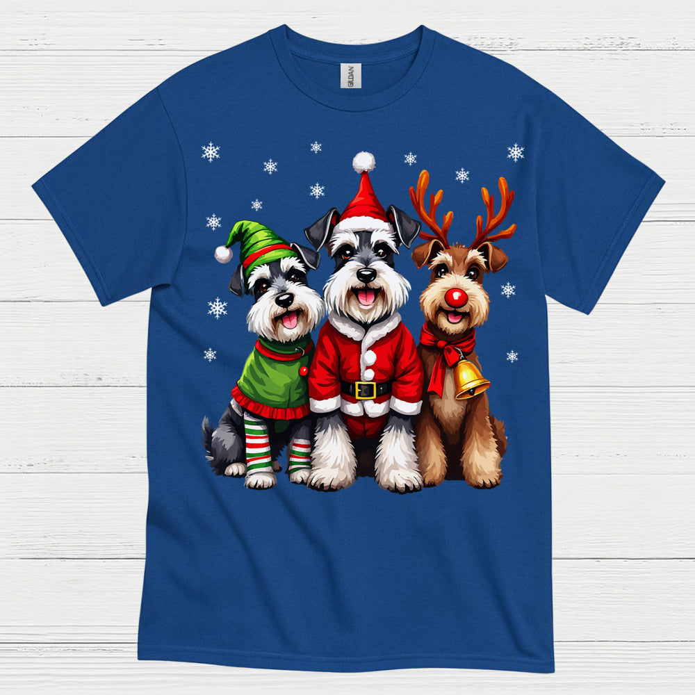 Cute Christmas Schnauzer Dog Family T Shirt