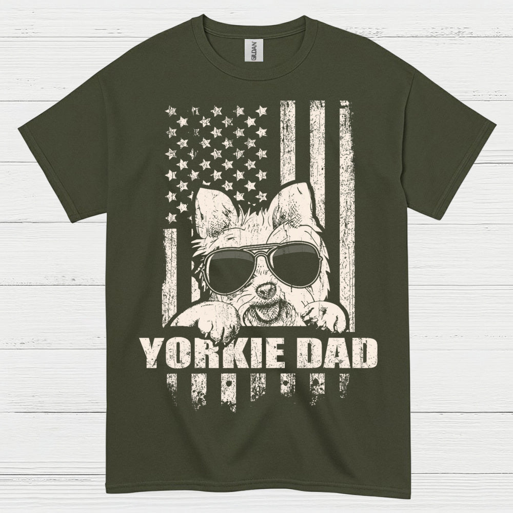 Yorkie Dad Patriotic Dog Lover T Shirt