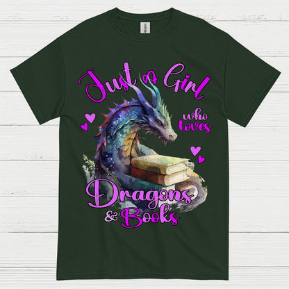 Dragon And Books Lover Girl T Shirt