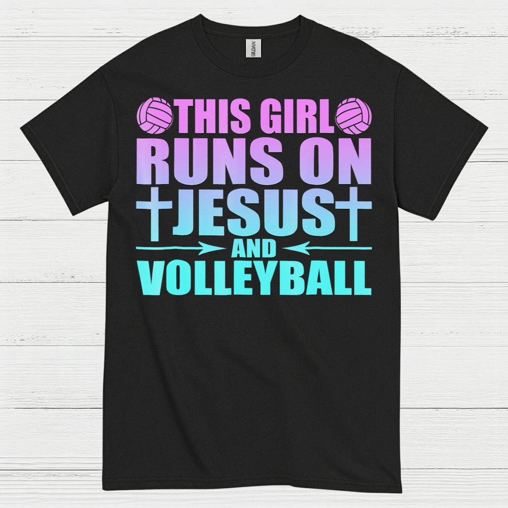 This Girl Runs On Jesus And Volleyball T Shirt