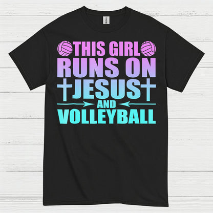 This Girl Runs On Jesus And Volleyball T Shirt