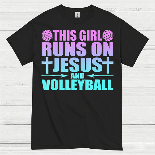 This Girl Runs On Jesus And Volleyball T Shirt