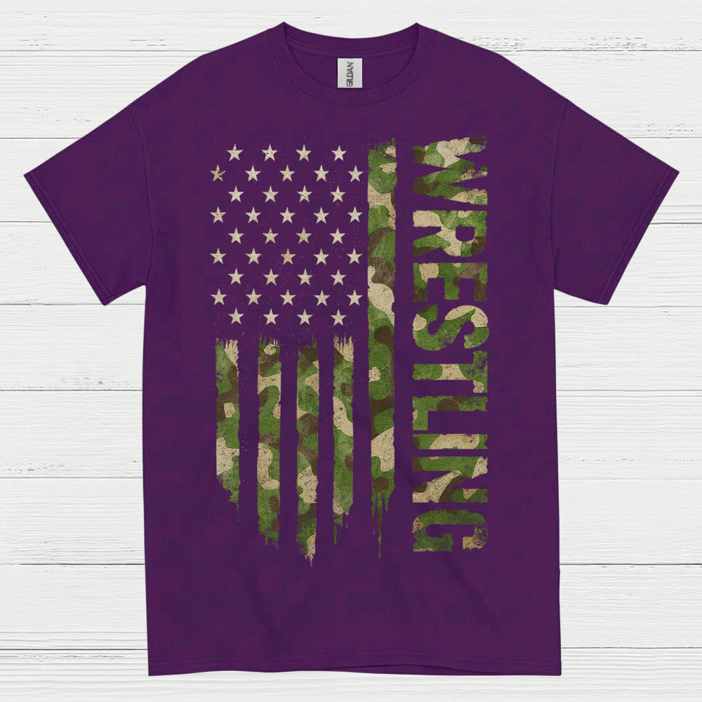 Wrestling American Flag Camo Pride T Shirt