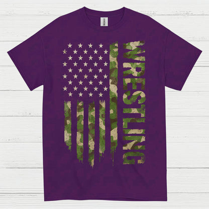 Wrestling American Flag Camo Pride T Shirt