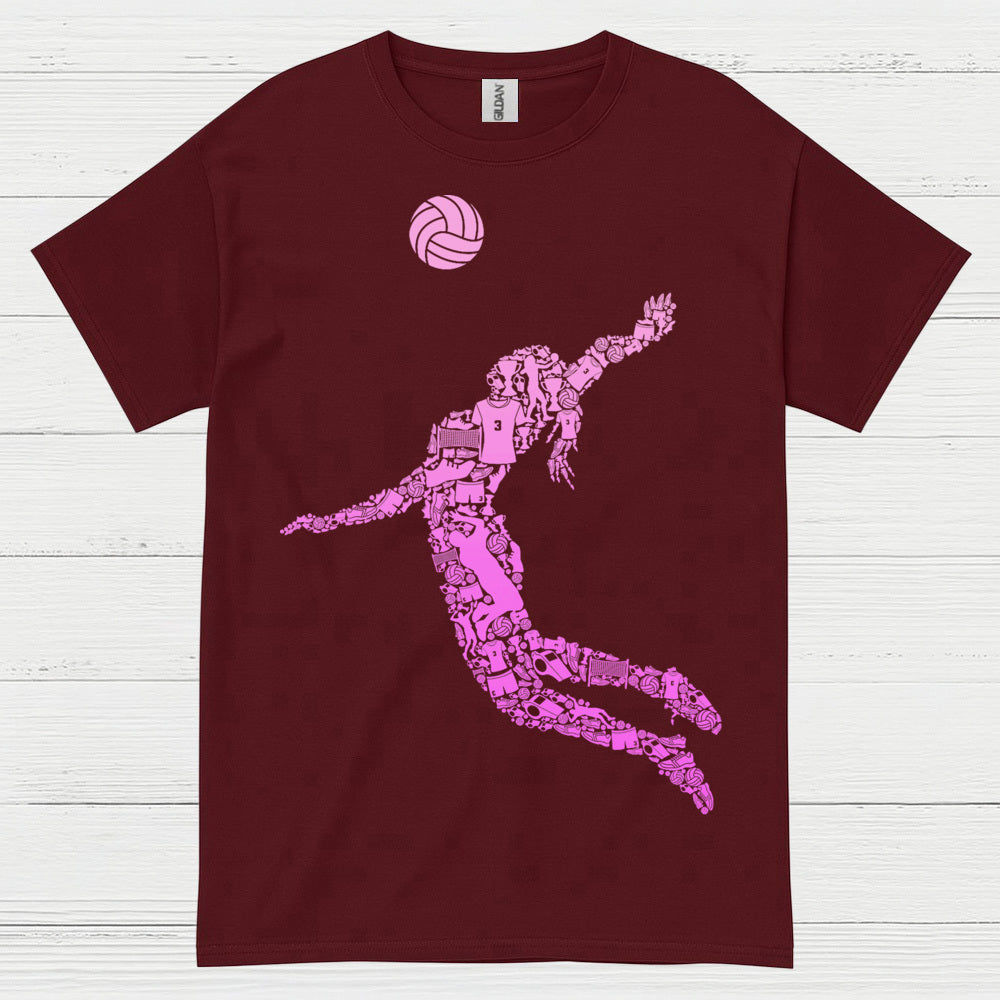 Pink Volleyball Player Silhouette T Shirt