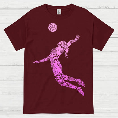 Pink Volleyball Player Silhouette T Shirt