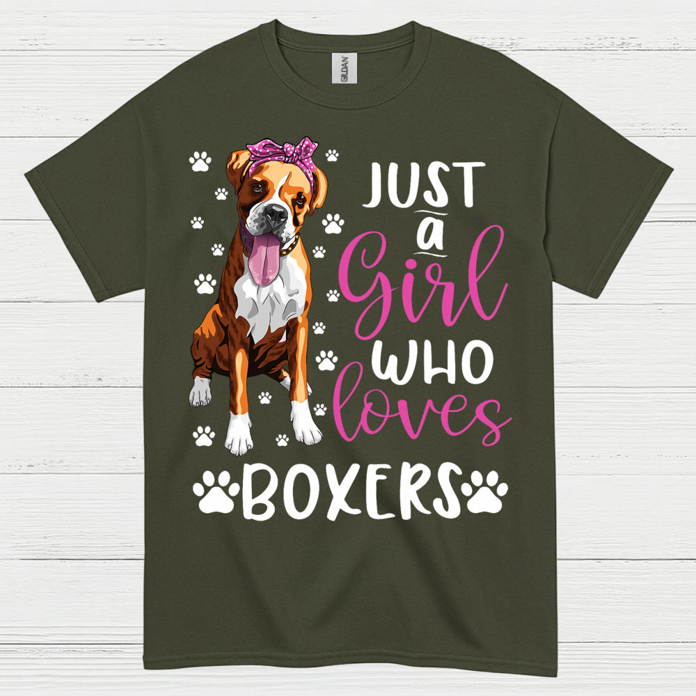Just A Girl Loves Boxers T Shirt