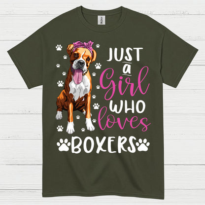 Just A Girl Loves Boxers T Shirt