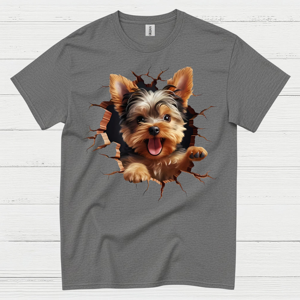 Cute 3D Yorkie Puppy Breakthrough T Shirt