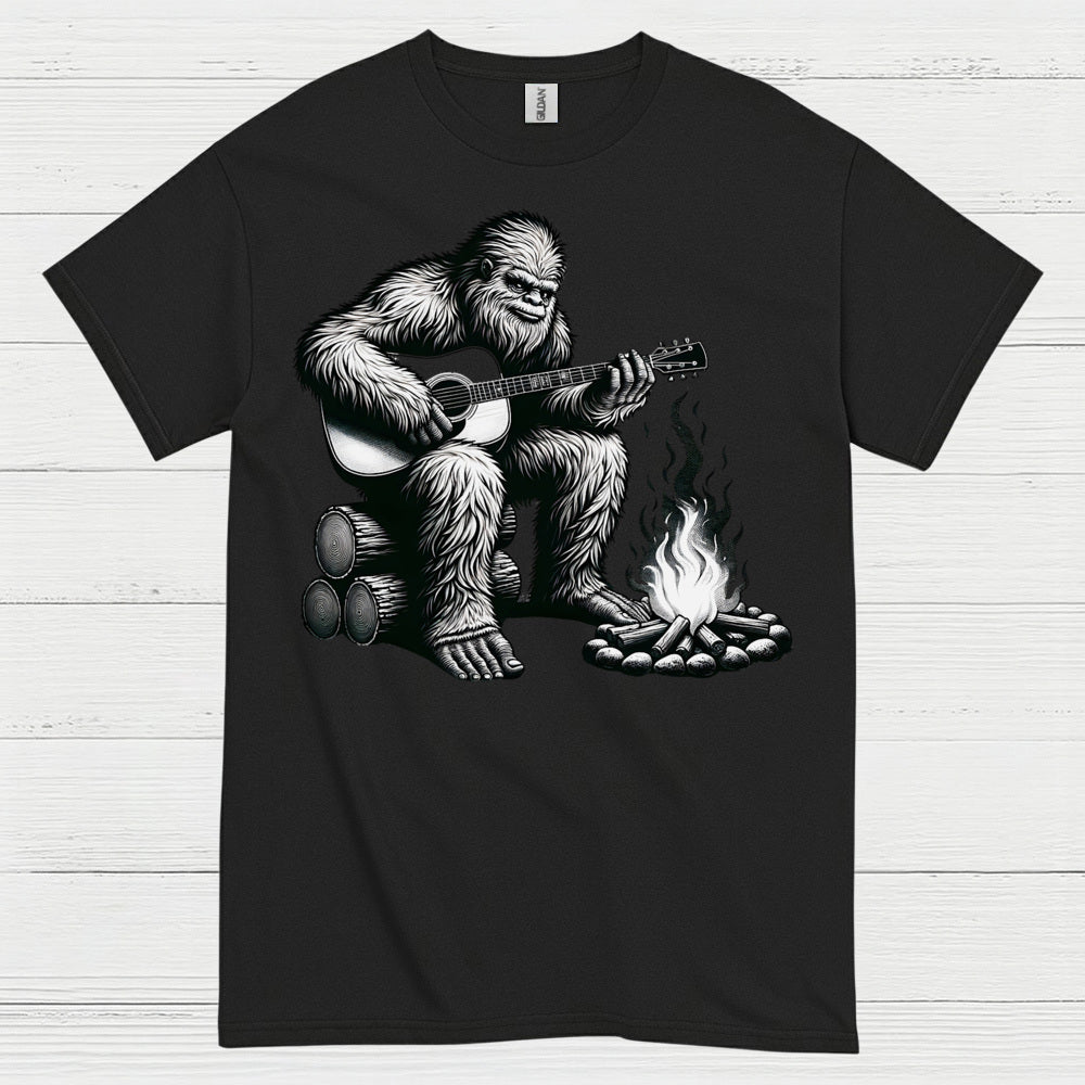 Bigfoot Playing Guitar Campfire T Shirt
