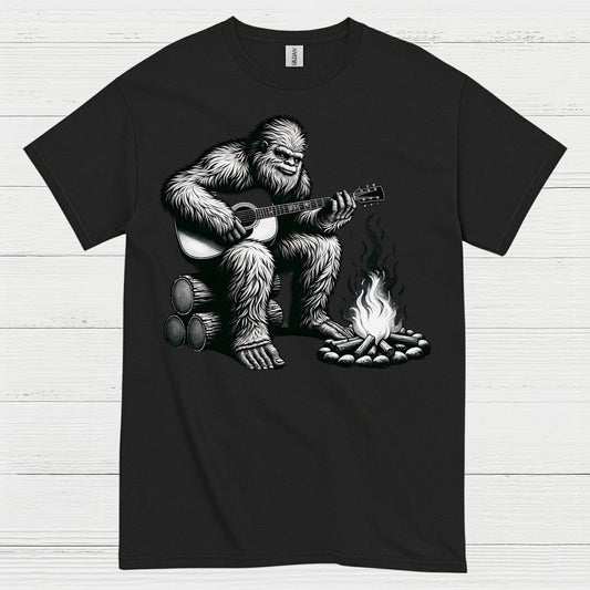 Bigfoot Playing Guitar Campfire T Shirt