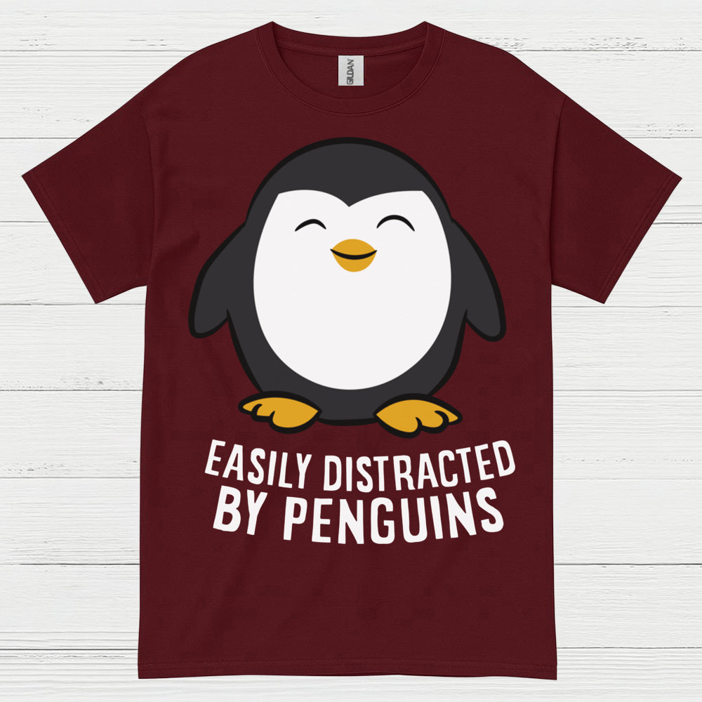 Easily Distracted By Penguins Funny T Shirt