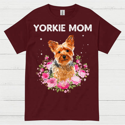 Yorkie Mom Floral Dog Lover T Shirt