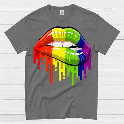 Rainbow Dripping Lips Pride T Shirt