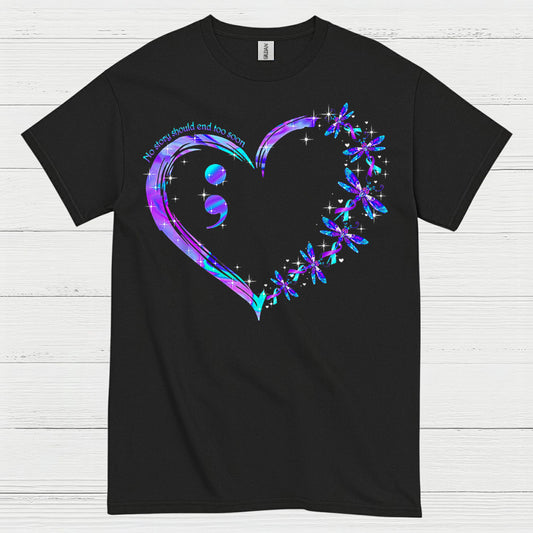 Semicolon Heart Butterfly Awareness T Shirt
