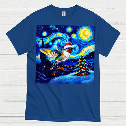 Festive Hummingbird Christmas Art T Shirt