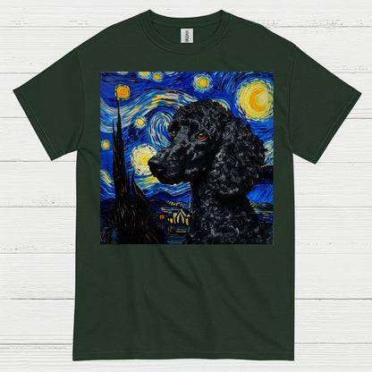 Elegant Poodle Starry Night Art T Shirt