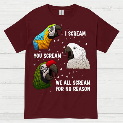 I Scream You Scream Funny Parrot T Shirt