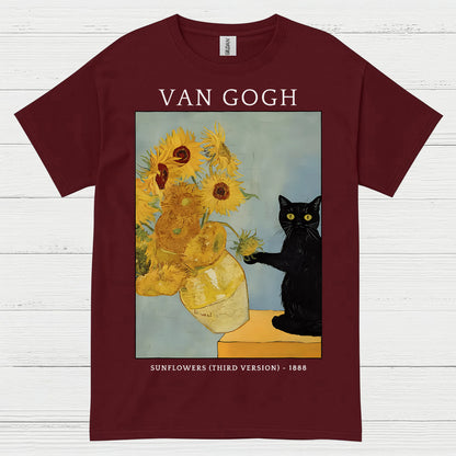 Classic Sunflowers Cat Art T Shirt
