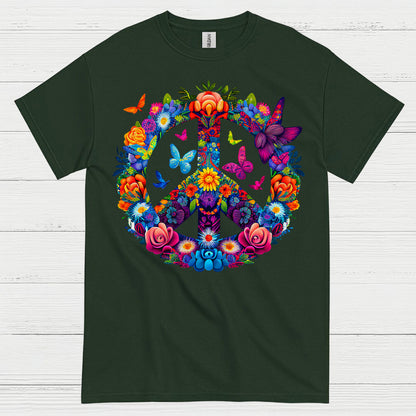 Floral Peace Sign Hippie T Shirt