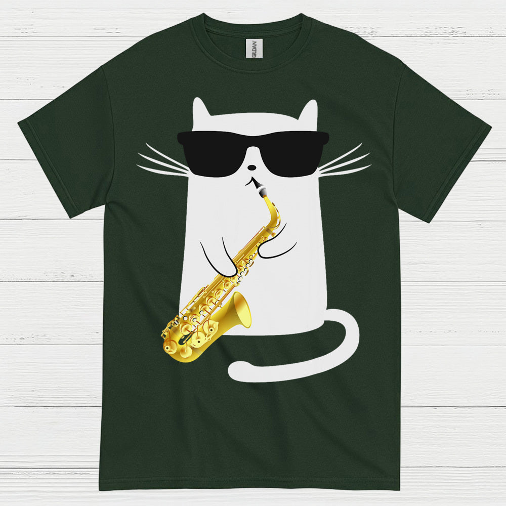 Cool Cat Playing Saxophone T Shirt