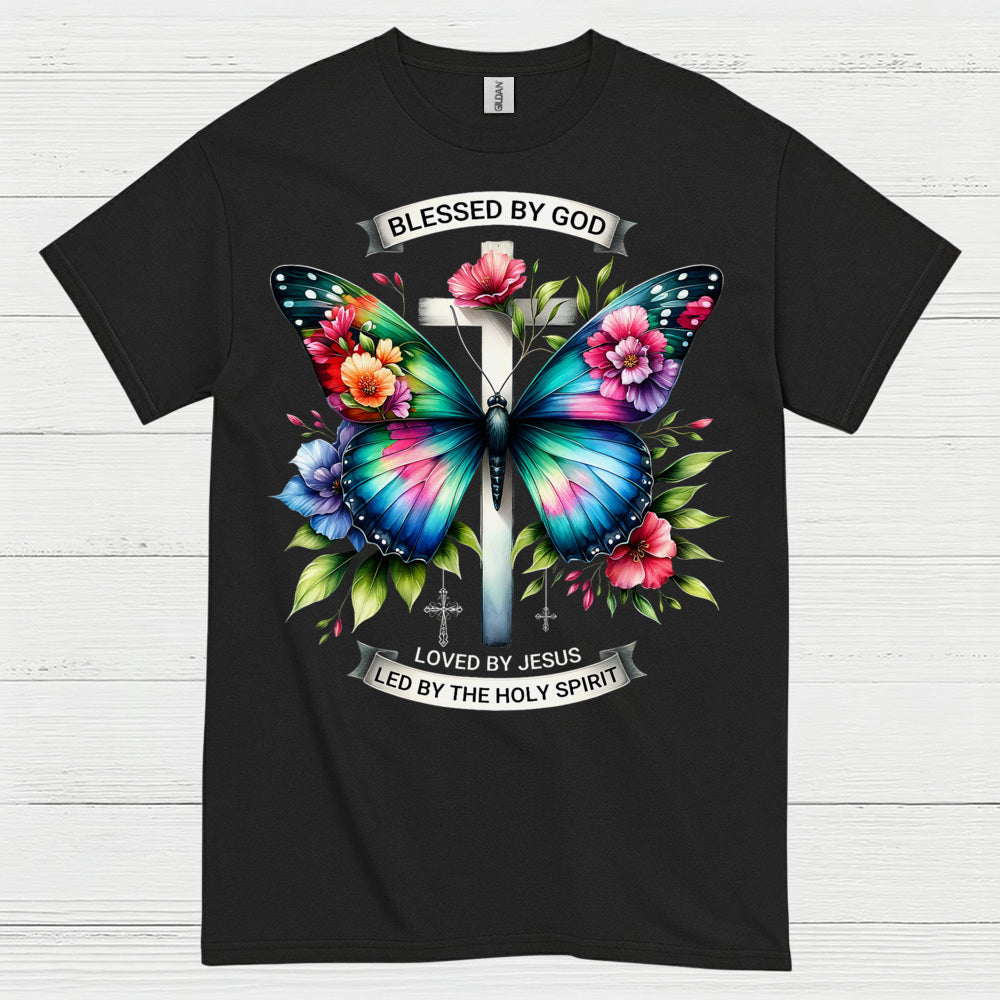 Blessed By God Butterfly Christian T Shirt