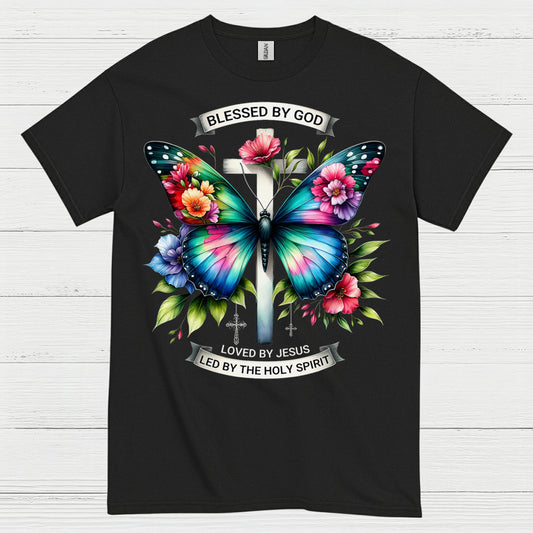 Blessed By God Butterfly Christian T Shirt