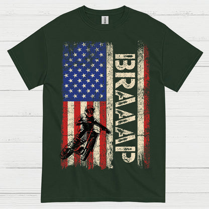 Just Braaap American Motocross Flag T Shirt