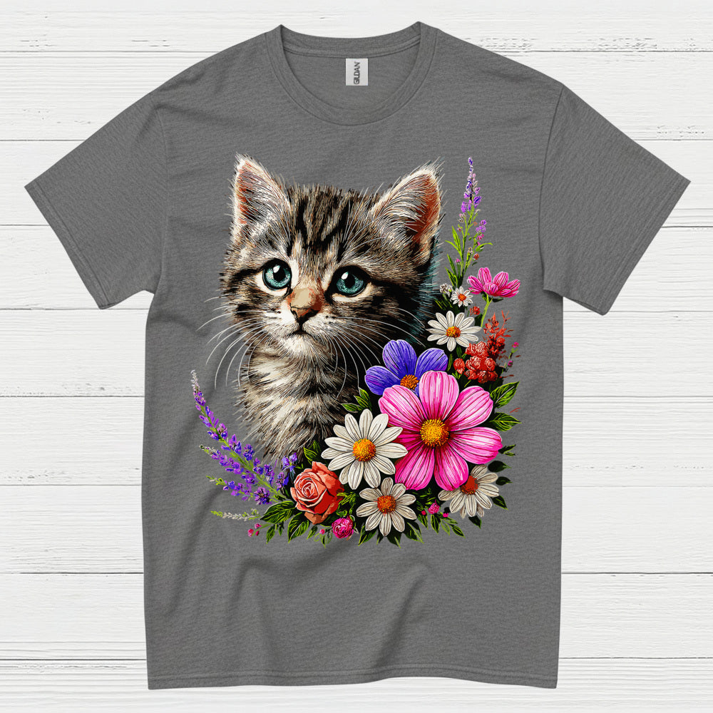 Cute Floral Cat Lover T Shirt