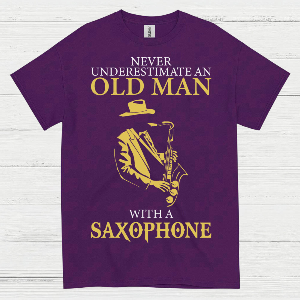 Never Underestimate Old Man Saxophone T Shirt
