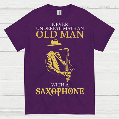 Never Underestimate Old Man Saxophone T Shirt