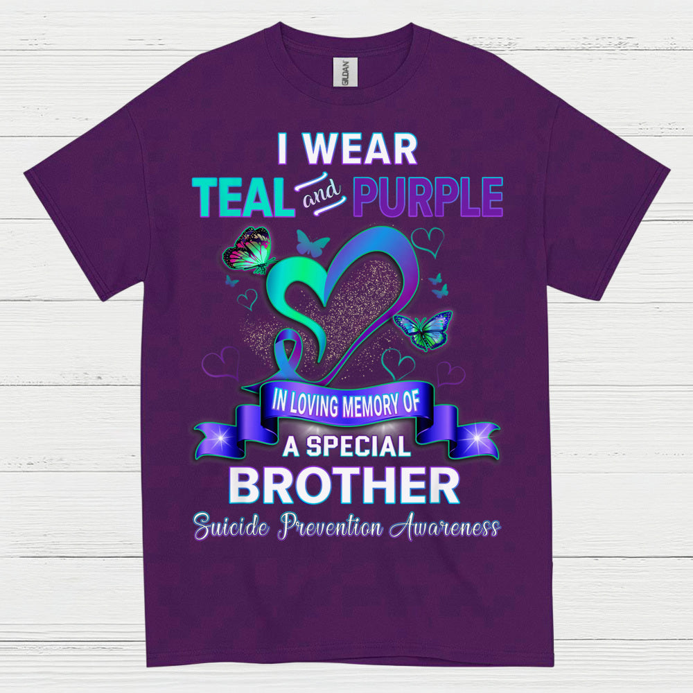 I Wear Teal Purple Brother Memory T Shirt