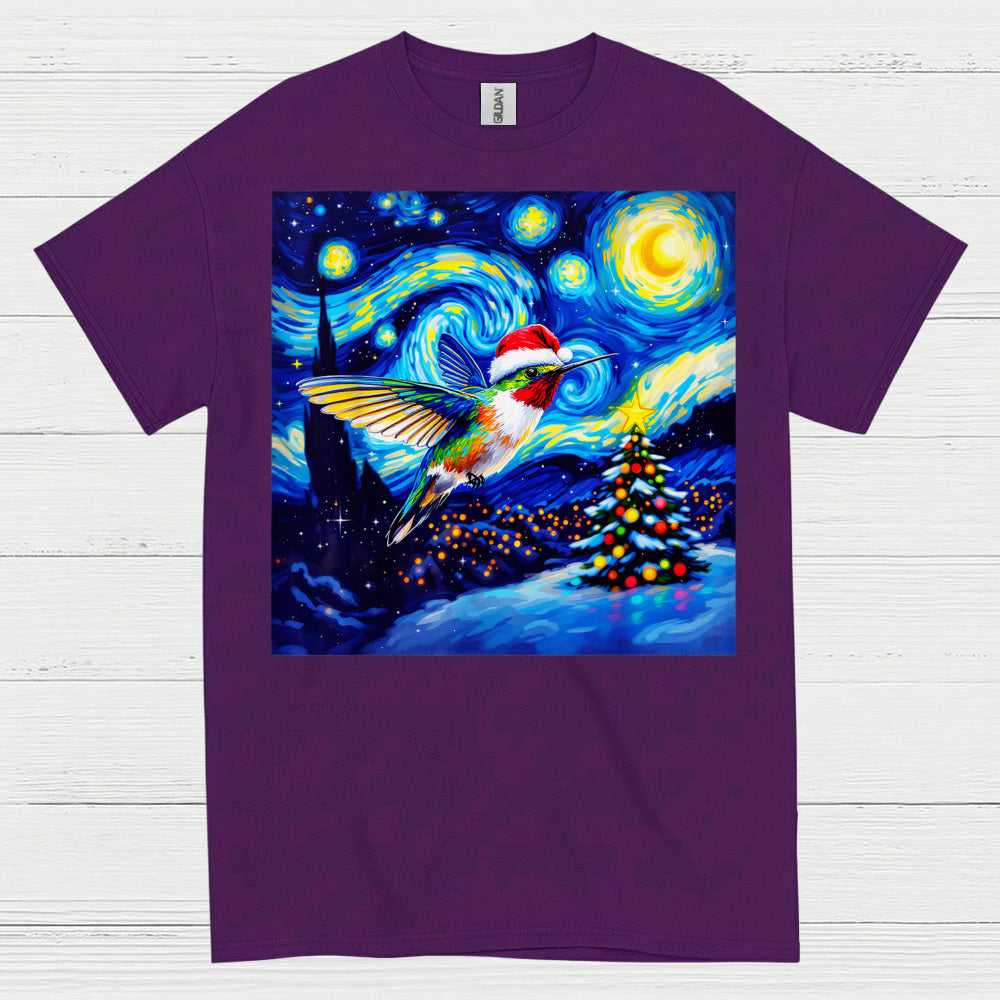 Festive Hummingbird Christmas Art T Shirt