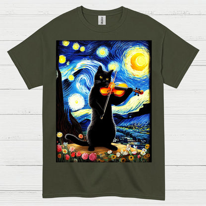 Artistic Cat Violin T Shirt