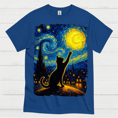 Dreamy Cat Night Art T Shirt