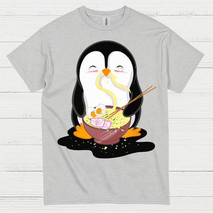 Cute Penguin Eating Ramen Graphic T Shirt