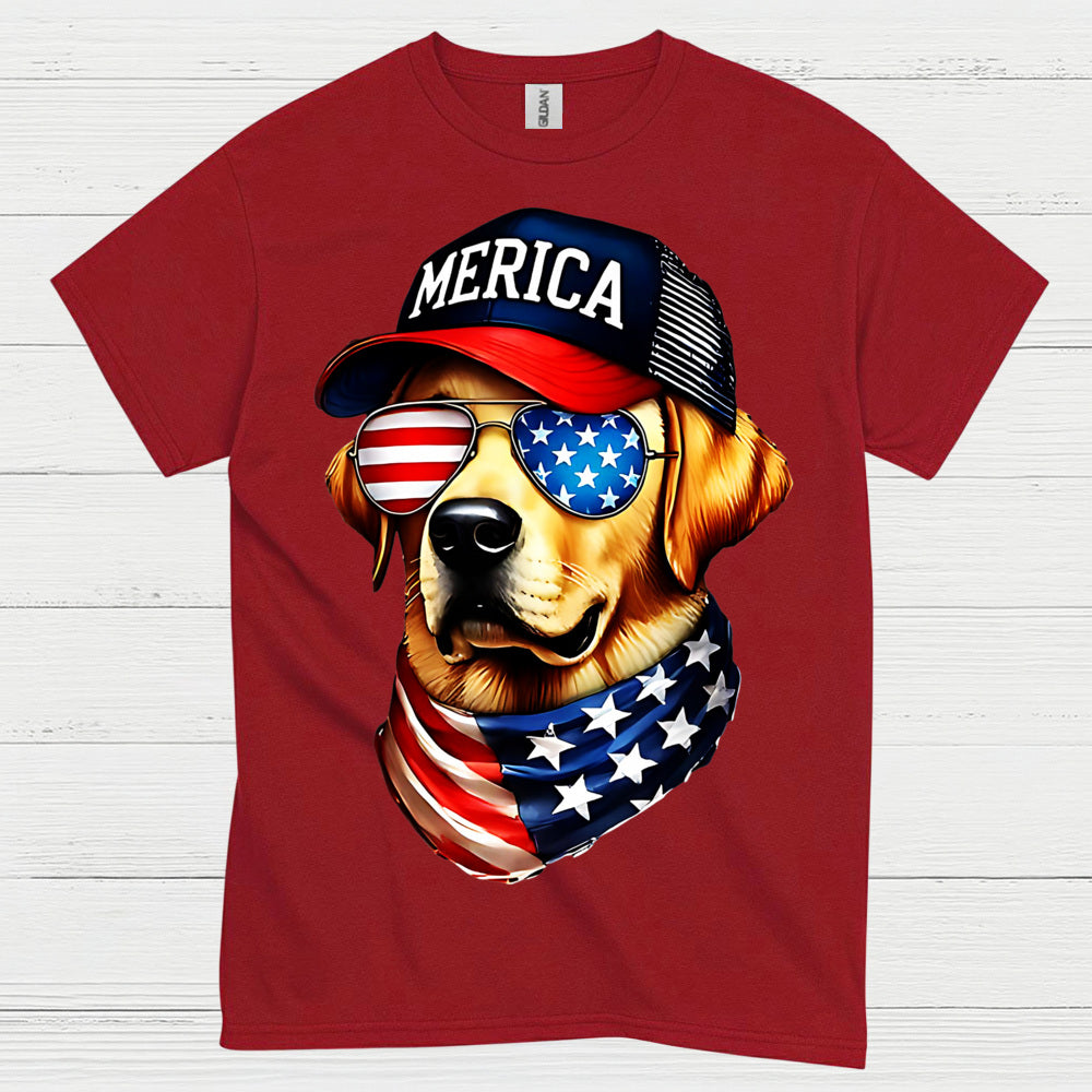 Patriotic Dog America Graphic T Shirt