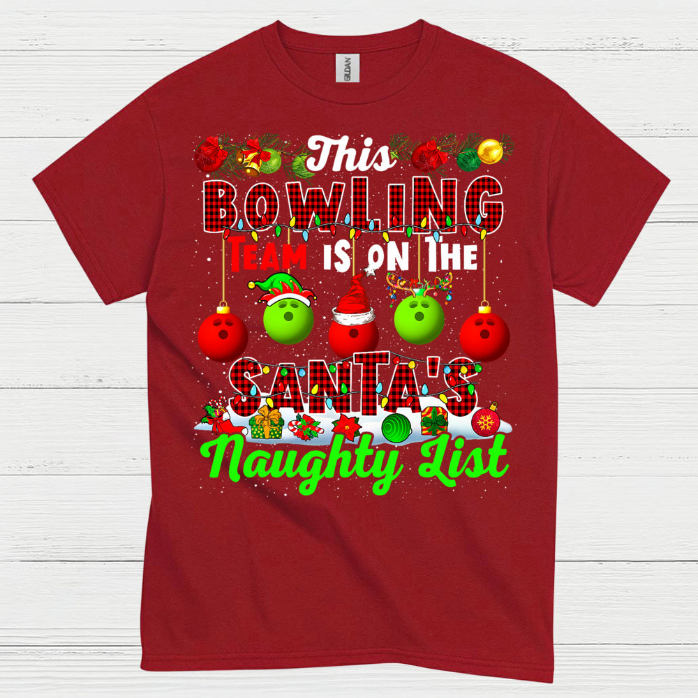Bowling Team Naughty List Christmas T Shirt