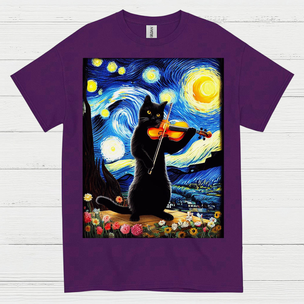 Artistic Cat Violin T Shirt