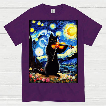 Artistic Cat Violin T Shirt