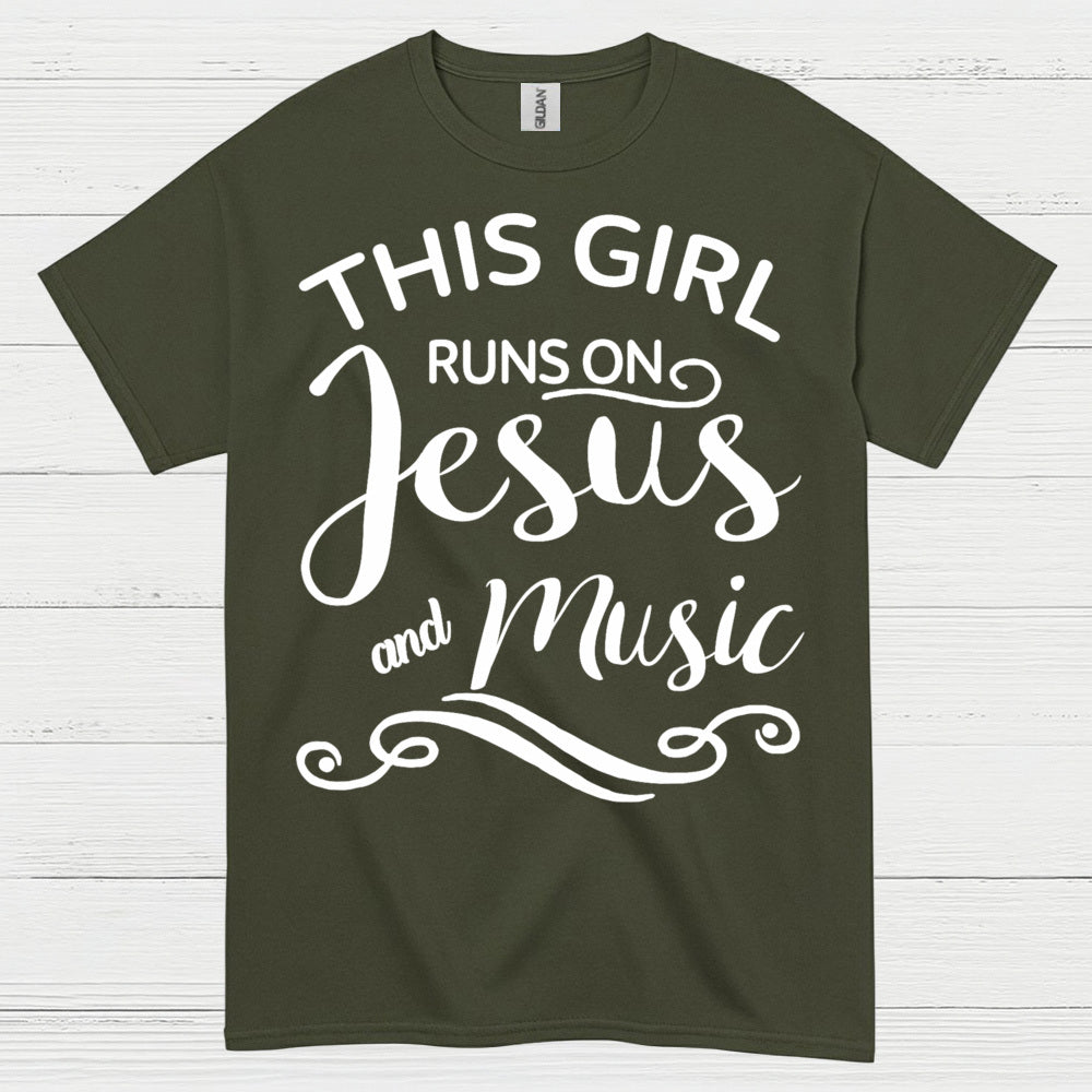 This Girl Runs On Jesus Music T Shirt