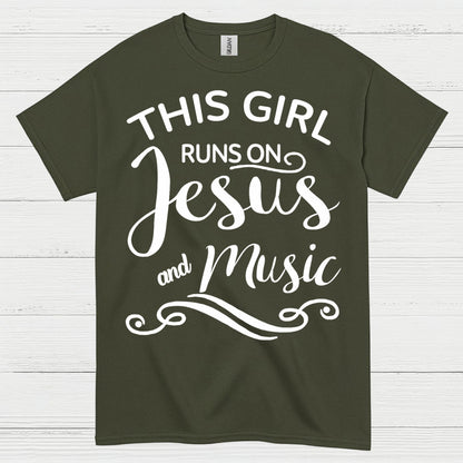 This Girl Runs On Jesus Music T Shirt