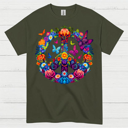 Floral Peace Sign Hippie T Shirt